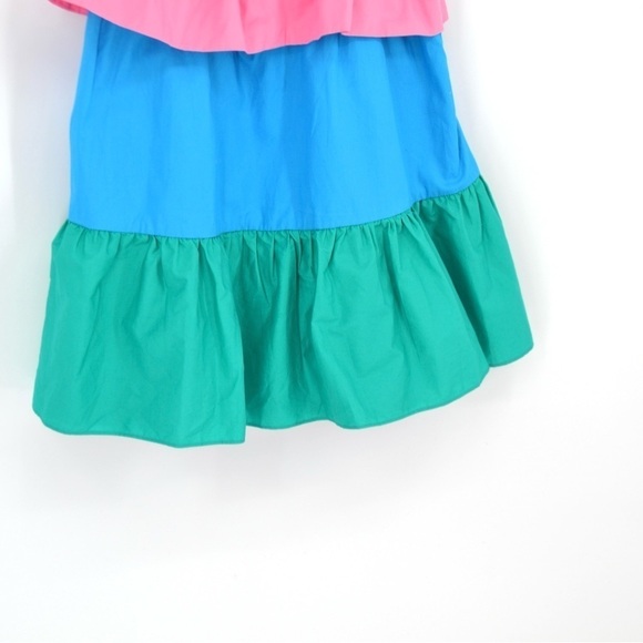 NEW Milly Nina Tiered Colorblock Mini Dress Ruffle Poplin Pink Blue Women's S - Picture 6 of 13